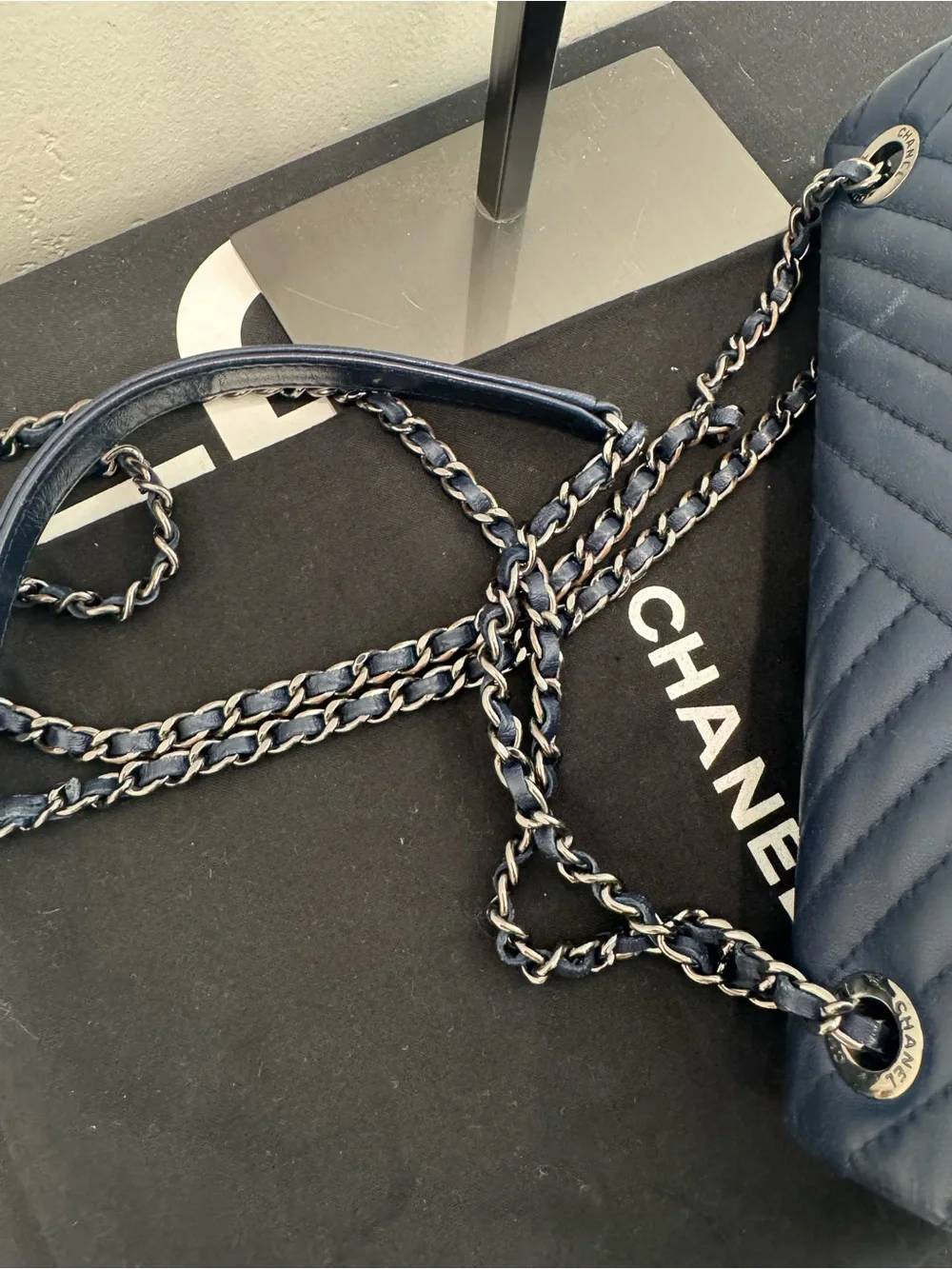 CHANEL CC crossing flap bag Chevron Quilted Lambskin